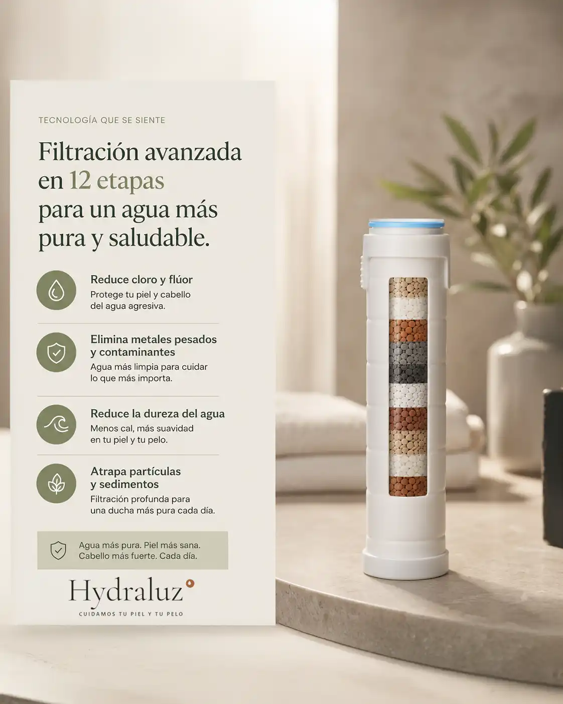 Filtro Hydraluz con sus 12 etapas de filtración