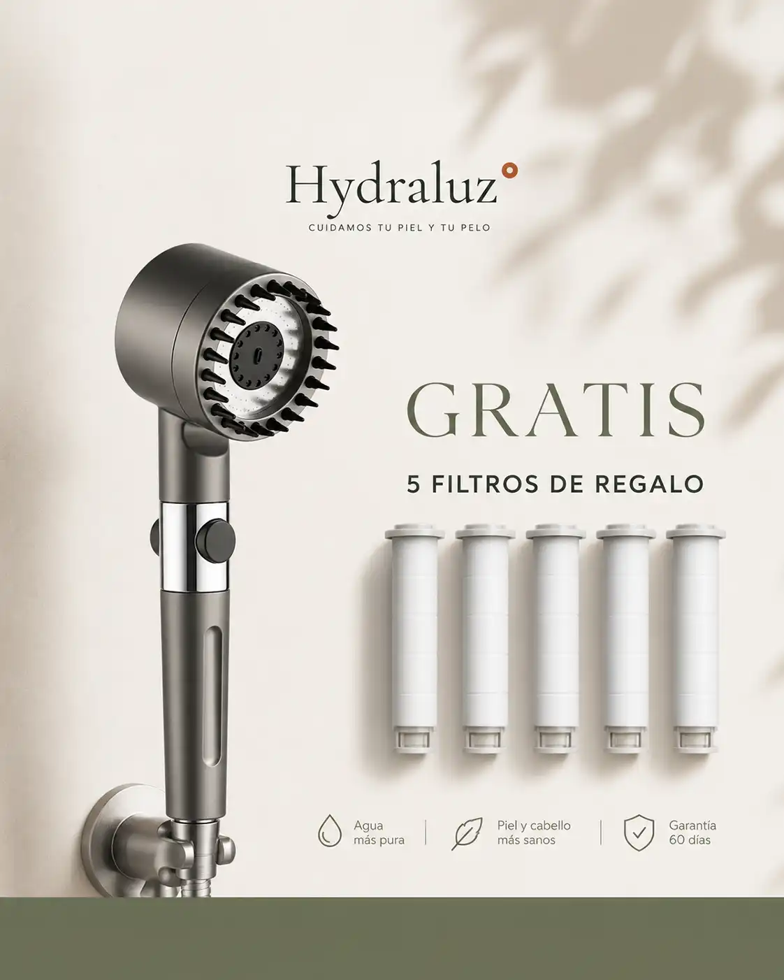 Cabezal de ducha Hydraluz con los 5 filtros de regalo